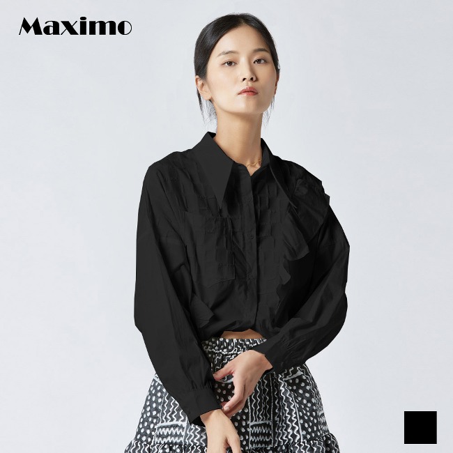 [마시무] 드레스업 스트링 긴소매 셔츠 EKMX240933BL